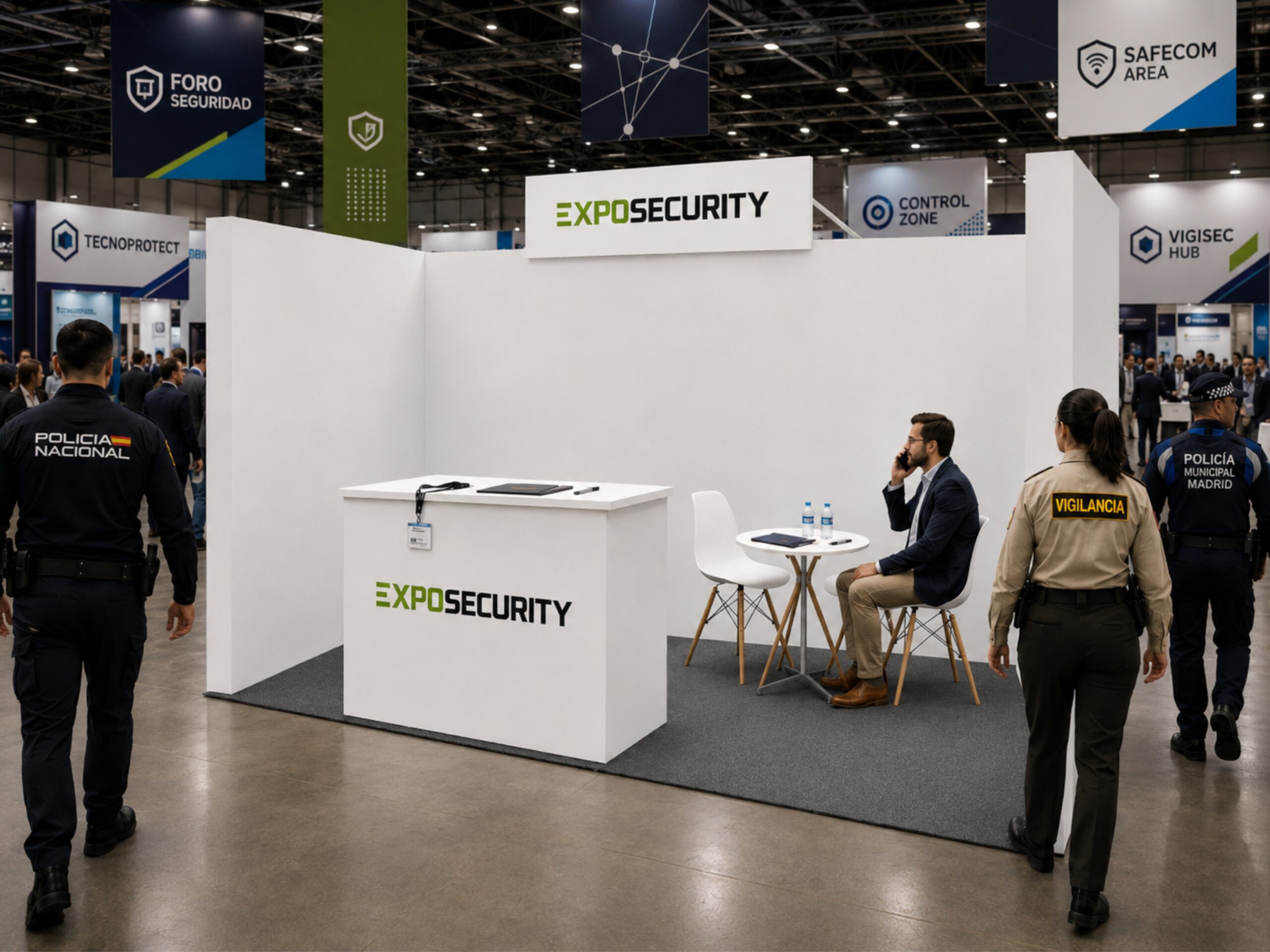 Stand modular 3x3 en escena real de feria EXPOSECURITY