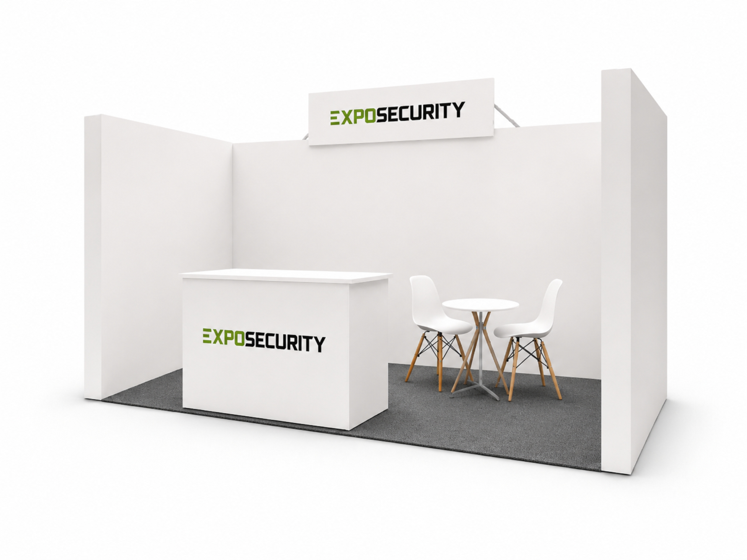 Stand modular 3x3 visto desde la derecha