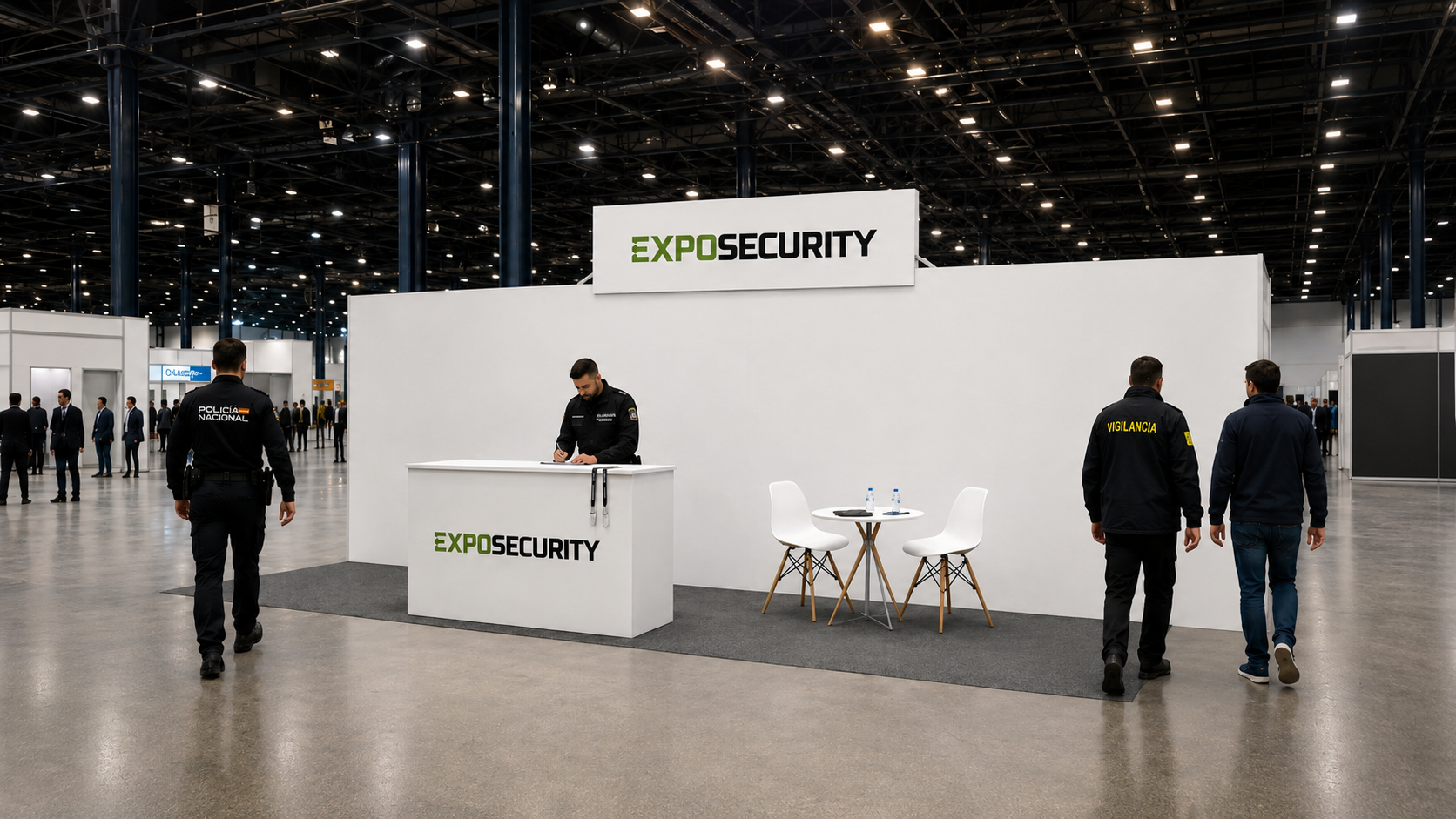 Stand modular 6x6 en escena real de feria EXPOSECURITY